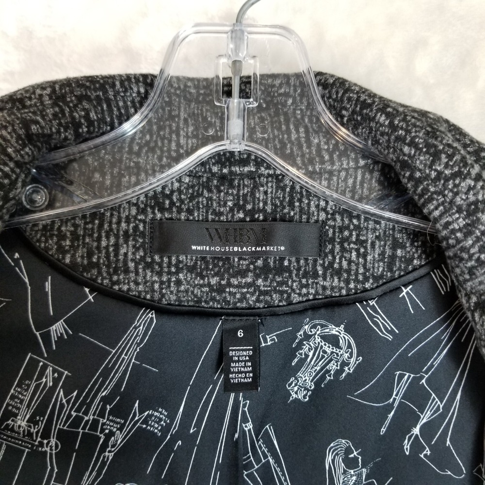 White House Black Market Studio Blazer Womens 6 Grey Double Breasted Textured - Picture 4 of 10